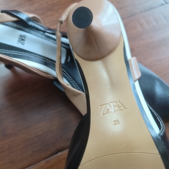 Zara white and black heels with silver heels size 6 used in good condition.. - Picture 9 of 10